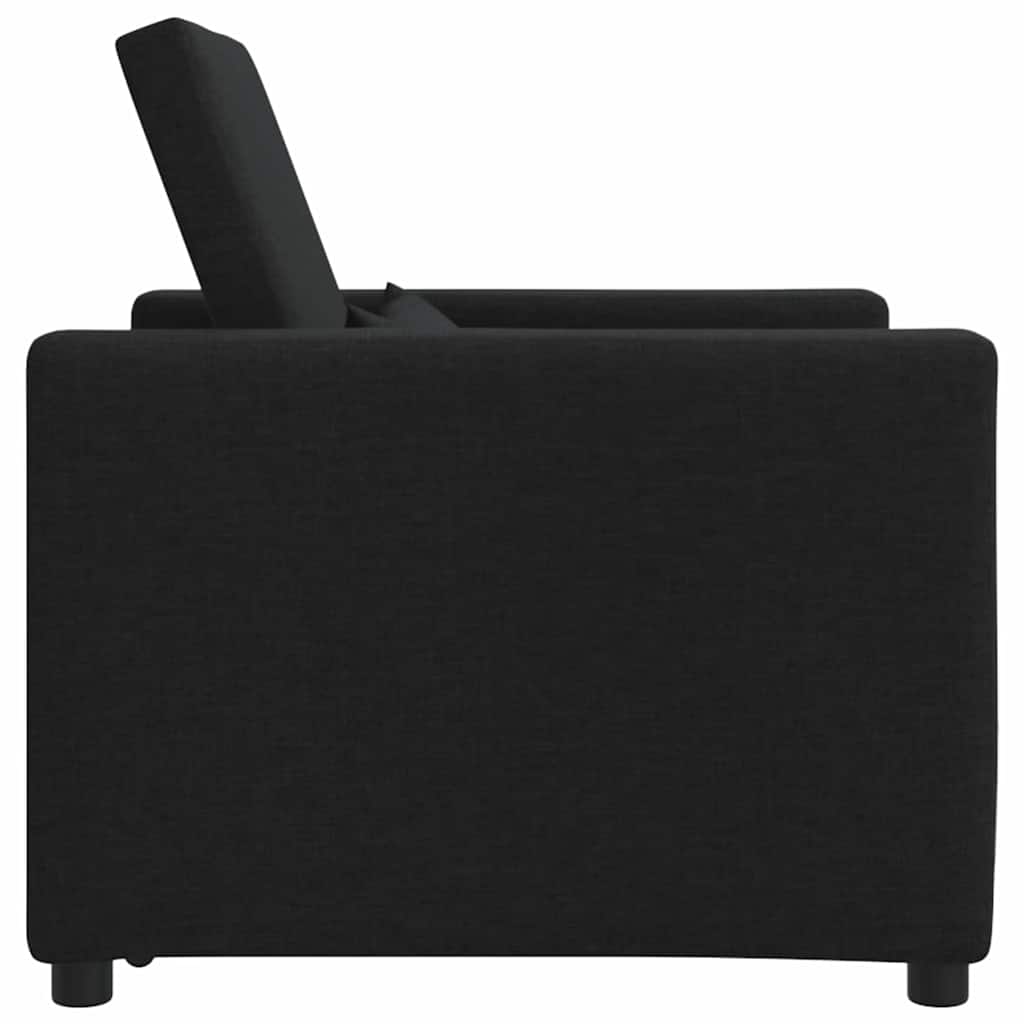 Sofá cama single com rodas Preto 90 x 165 x 87 cm tecido