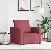 Sofá cama single vermelho tinto 90 x 165 x 87 cm tecido