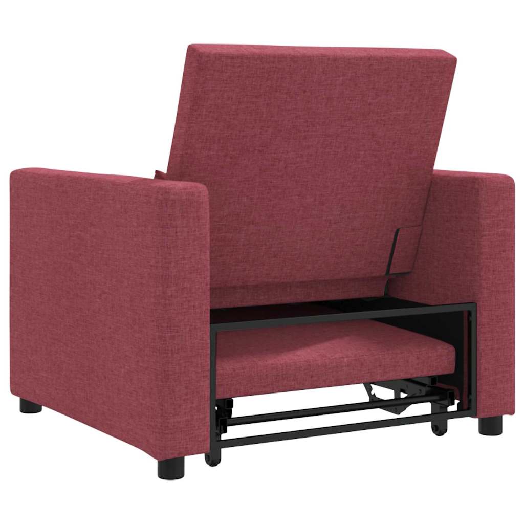 Sofá cama single vermelho tinto 90 x 165 x 87 cm tecido
