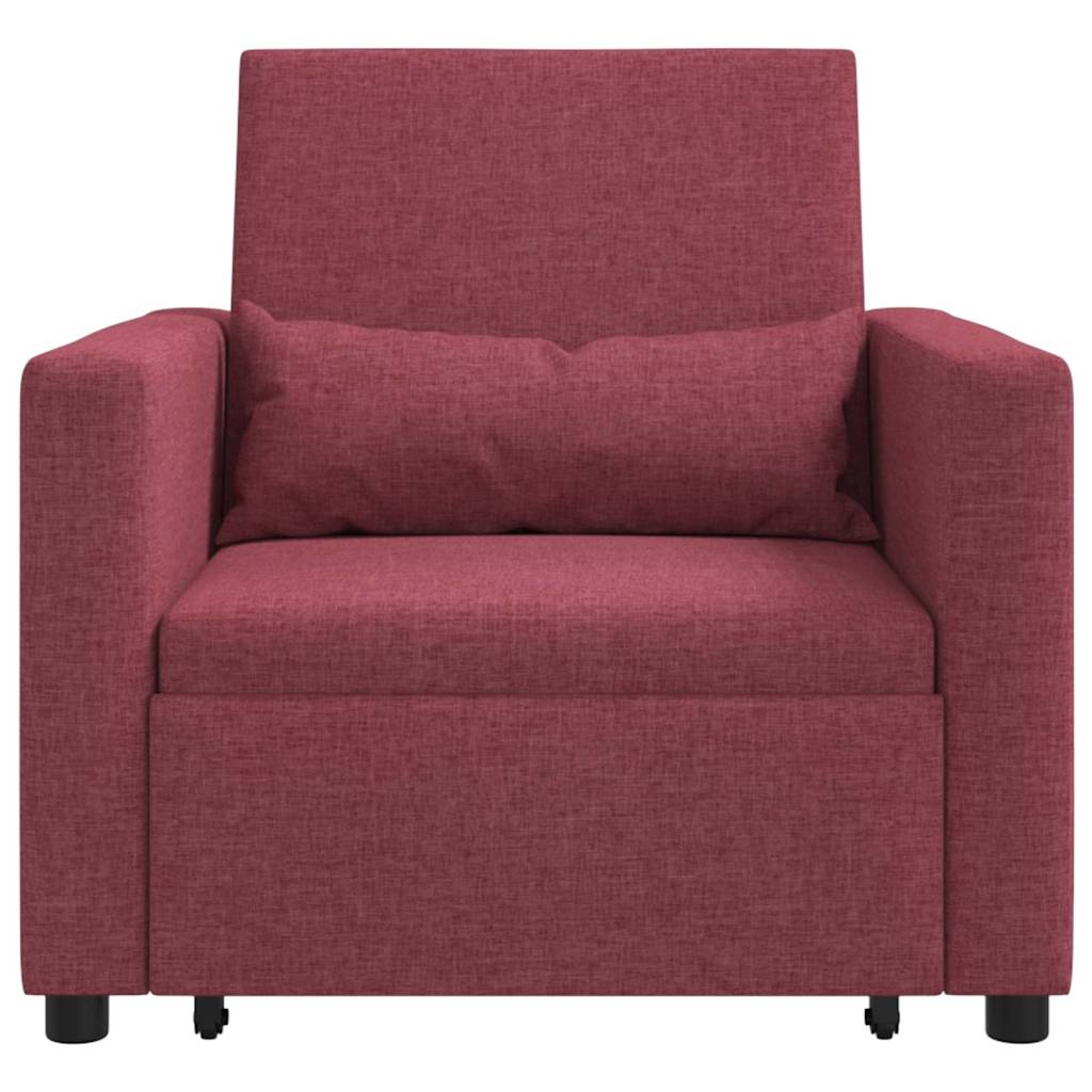 Sofá cama single vermelho tinto 90 x 165 x 87 cm tecido