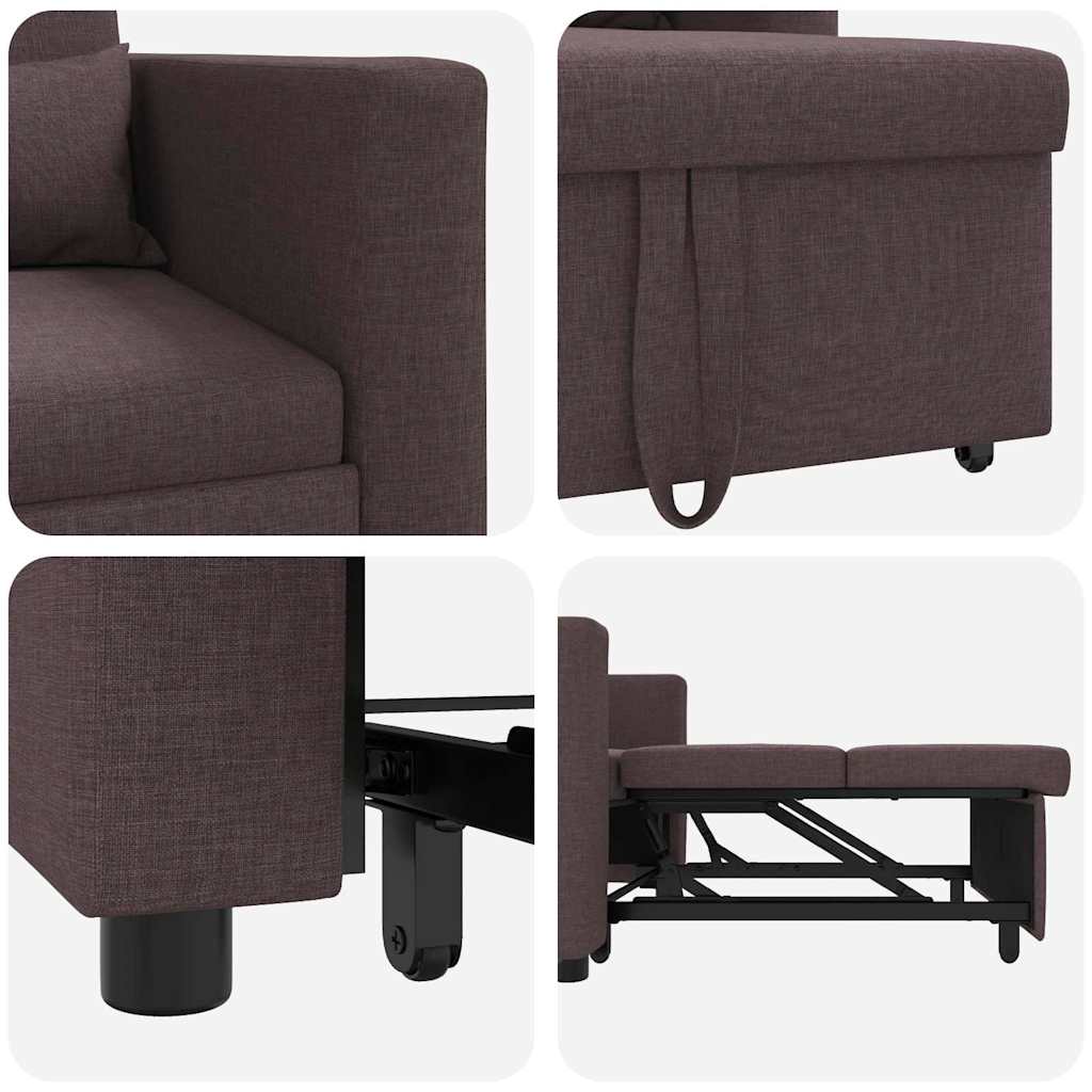 Sofá cama single Castanho escuro 90 x 165 x 87 cm tecido