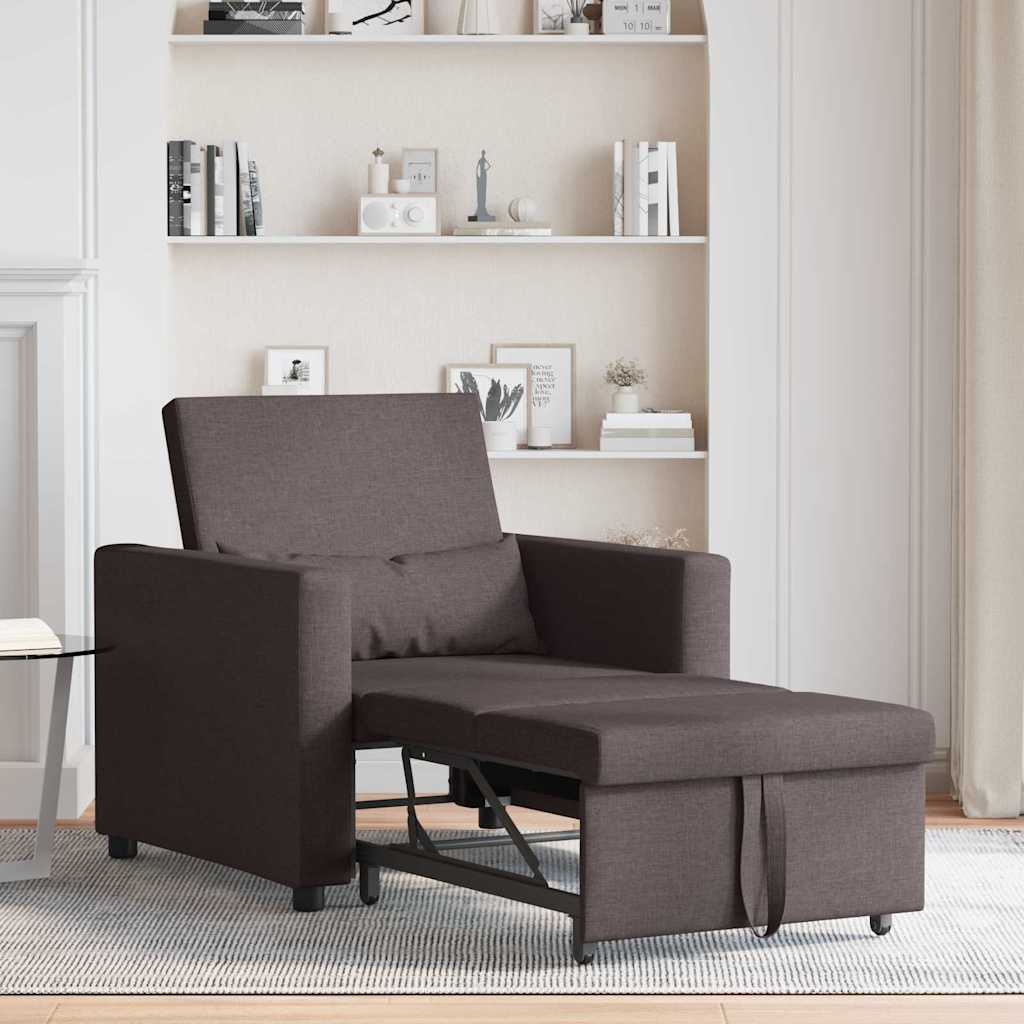 Sofá cama single Castanho escuro 90 x 165 x 87 cm tecido