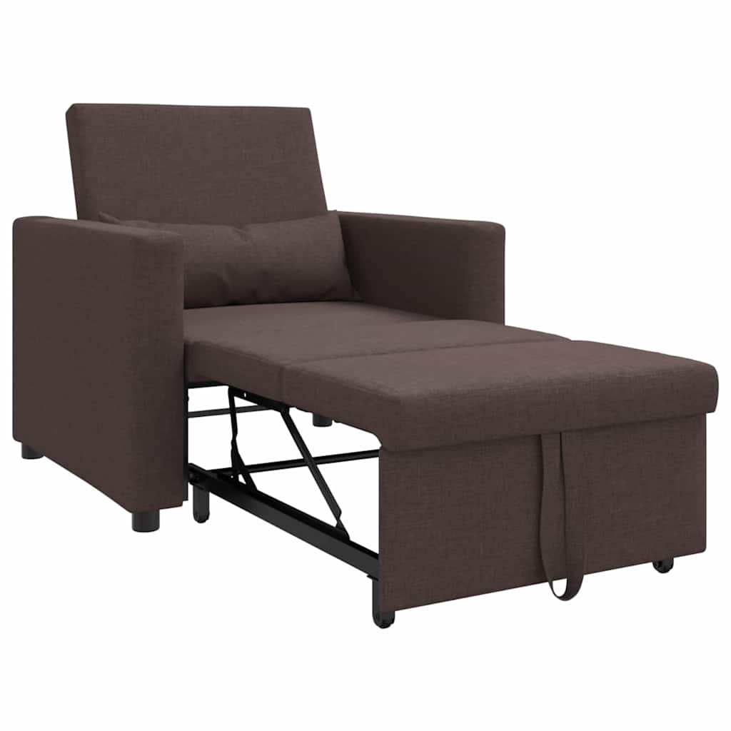 Sofá cama single Castanho escuro 90 x 165 x 87 cm tecido