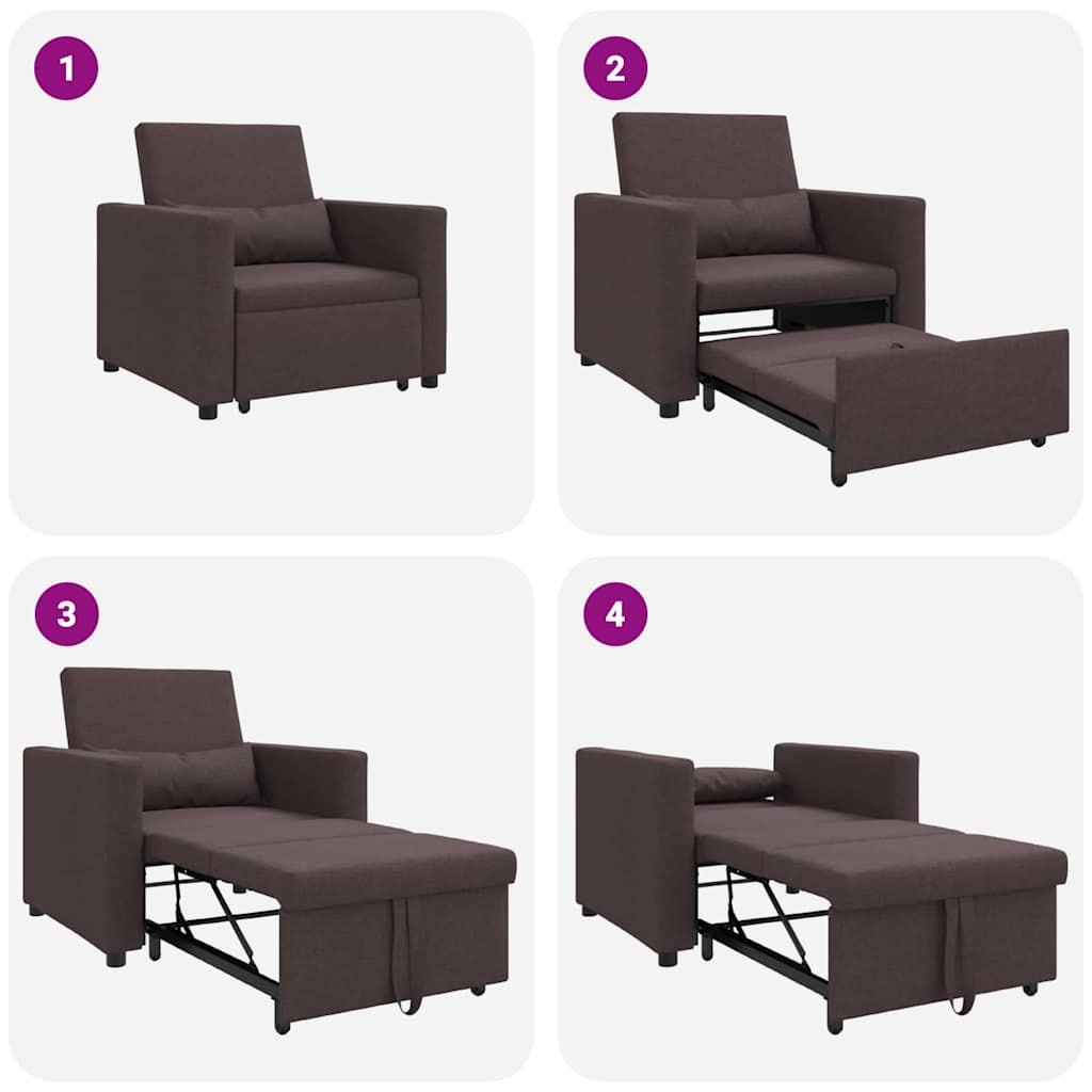 Sofá cama single Castanho escuro 90 x 165 x 87 cm tecido