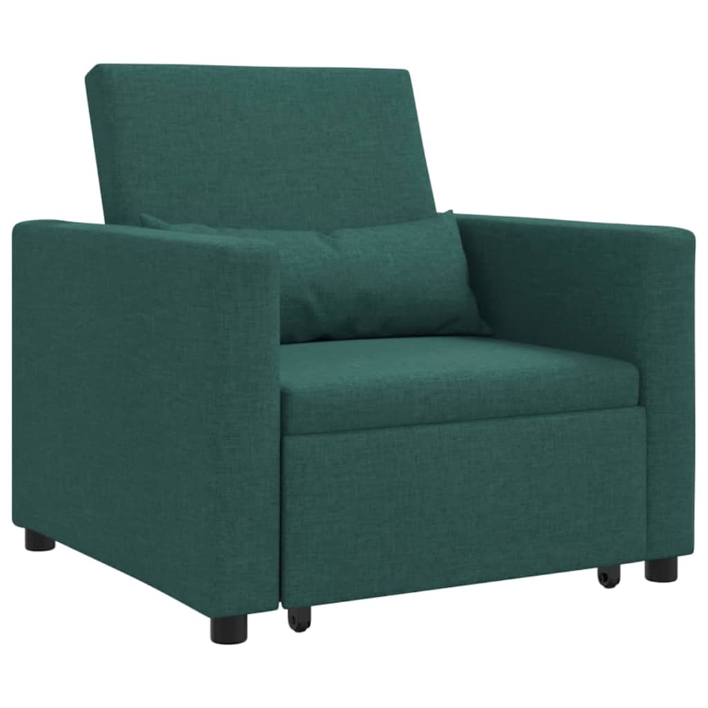 Sofá cama single com rodas Verde-escuro 90 x 165 x 87 cm tecido