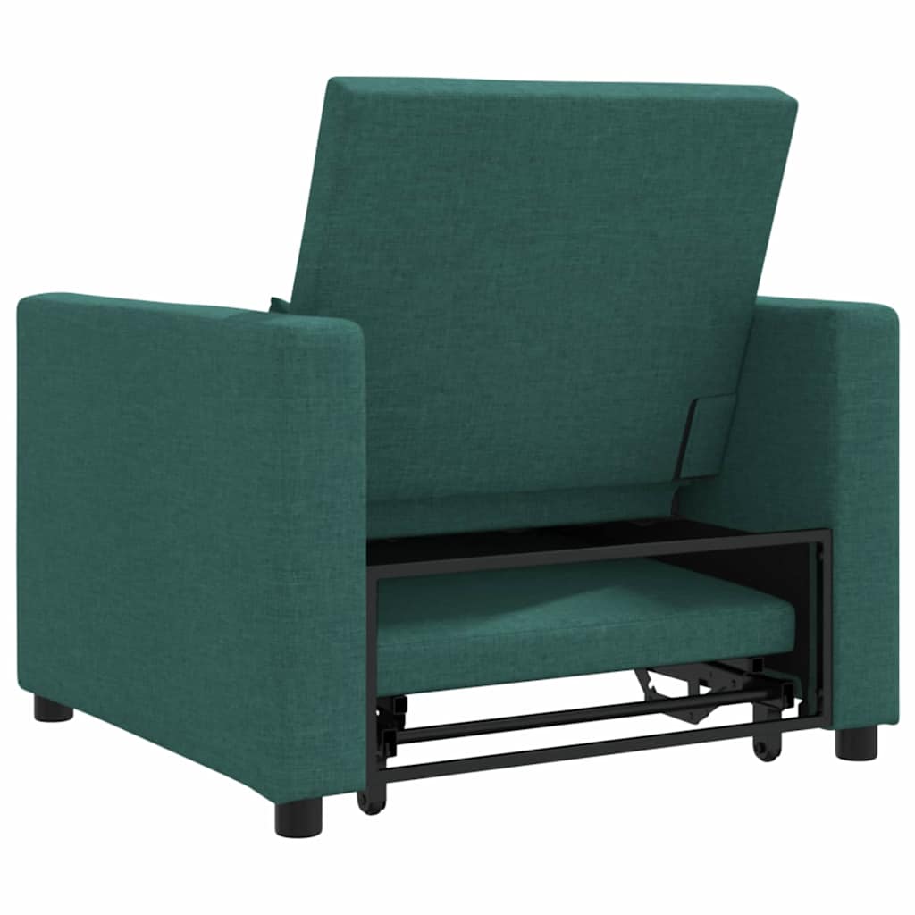 Sofá cama single com rodas Verde-escuro 90 x 165 x 87 cm tecido