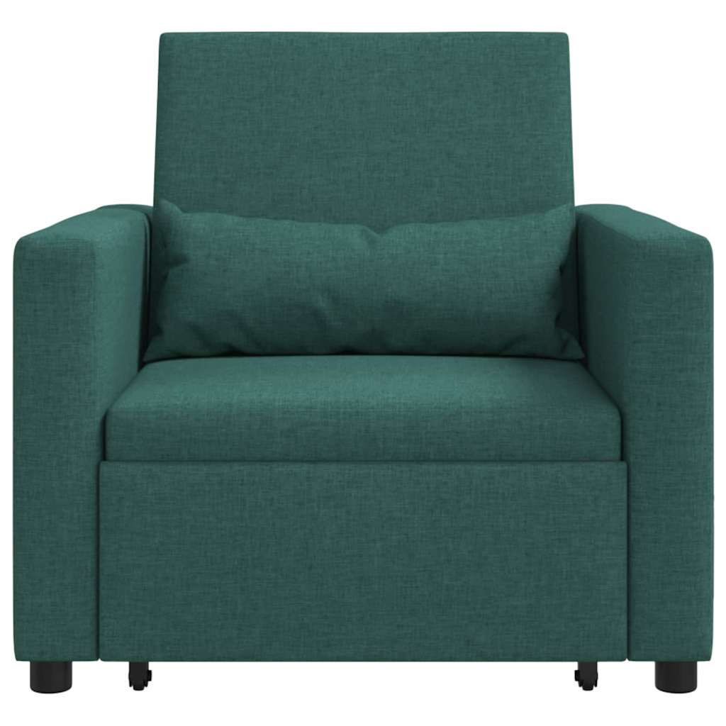 Sofá cama single com rodas Verde-escuro 90 x 165 x 87 cm tecido