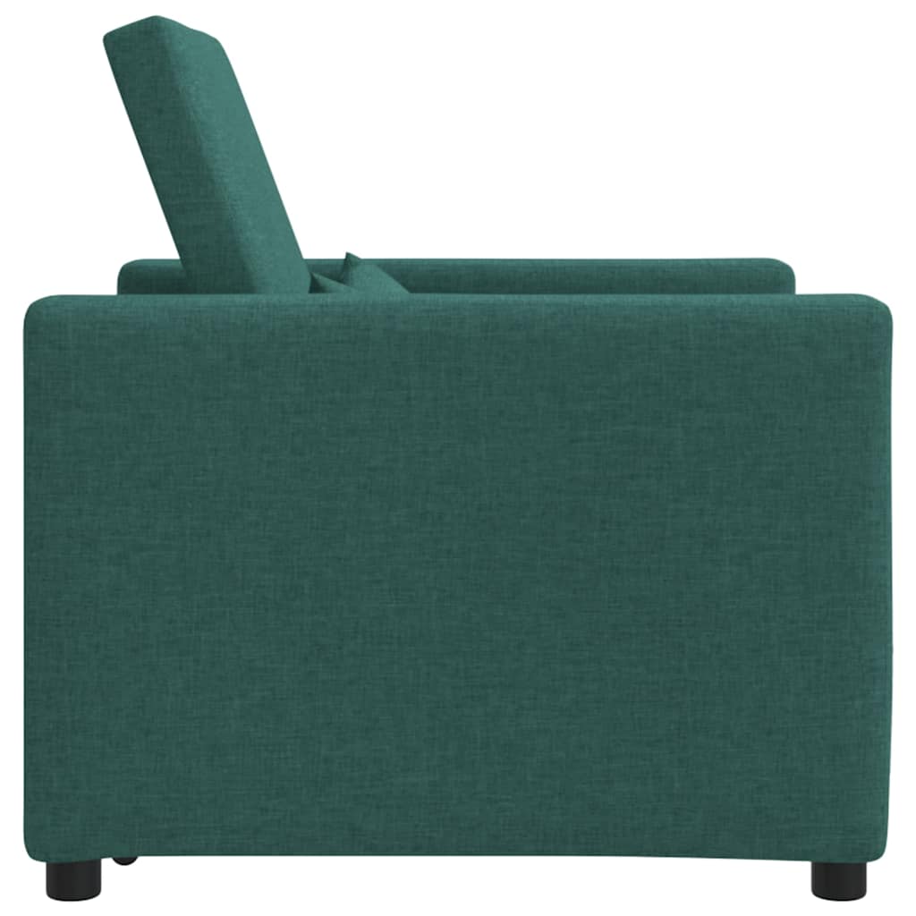 Sofá cama single com rodas Verde-escuro 90 x 165 x 87 cm tecido