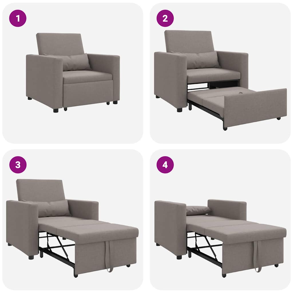 Sofá cama single Cinzento-acastanhado 90 x 165 x 87 cm tecido