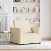 Sofá cama single com rodas Creme 90 x 165 x 87 cm tecido