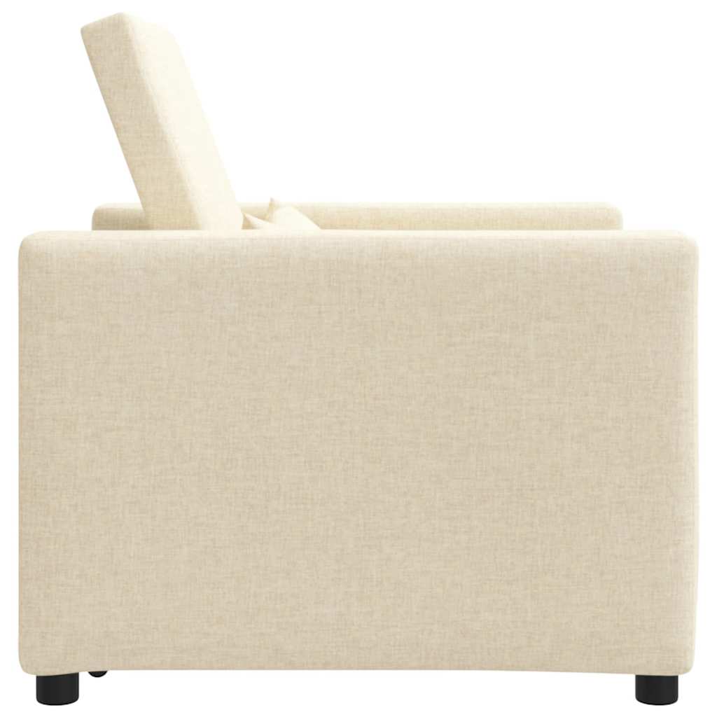 Sofá cama single com rodas Creme 90 x 165 x 87 cm tecido