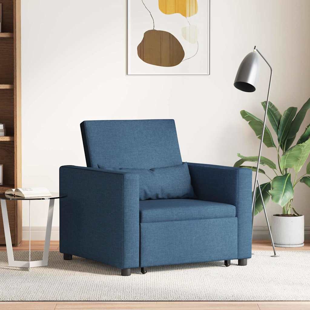 Sofá cama single com rodas Azul 90 x 165 x 87 cm tecido