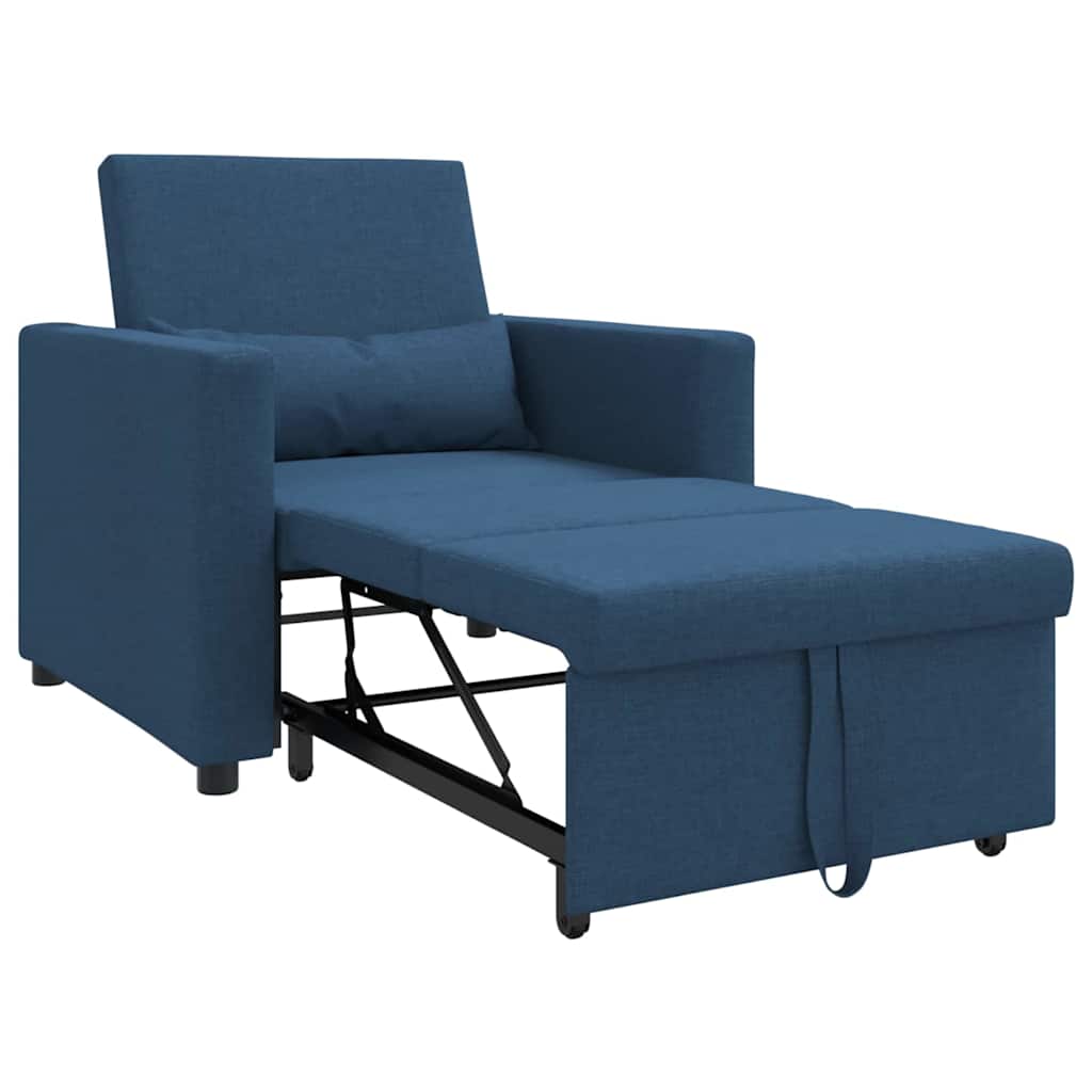 Sofá cama single com rodas Azul 90 x 165 x 87 cm tecido