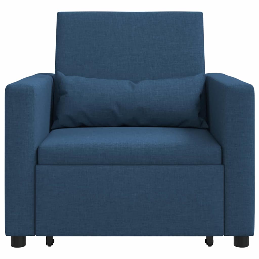 Sofá cama single com rodas Azul 90 x 165 x 87 cm tecido