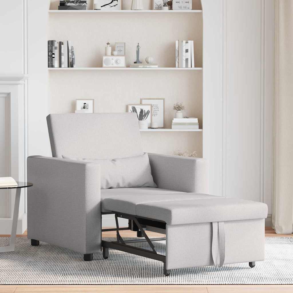 Sofá cama single com rodas Cinza Nuvem 90 x 165 x 87 cm tecido