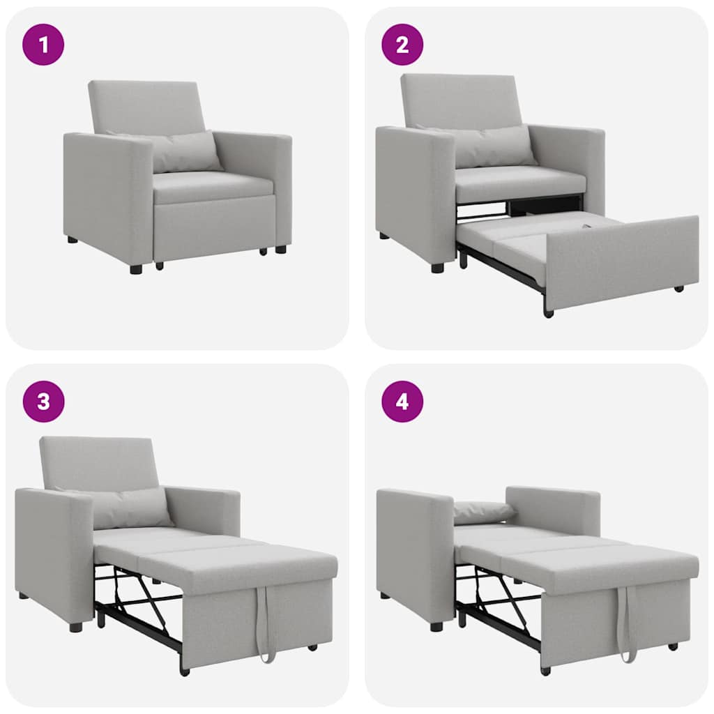 Sofá cama single com rodas Cinza Nuvem 90 x 165 x 87 cm tecido