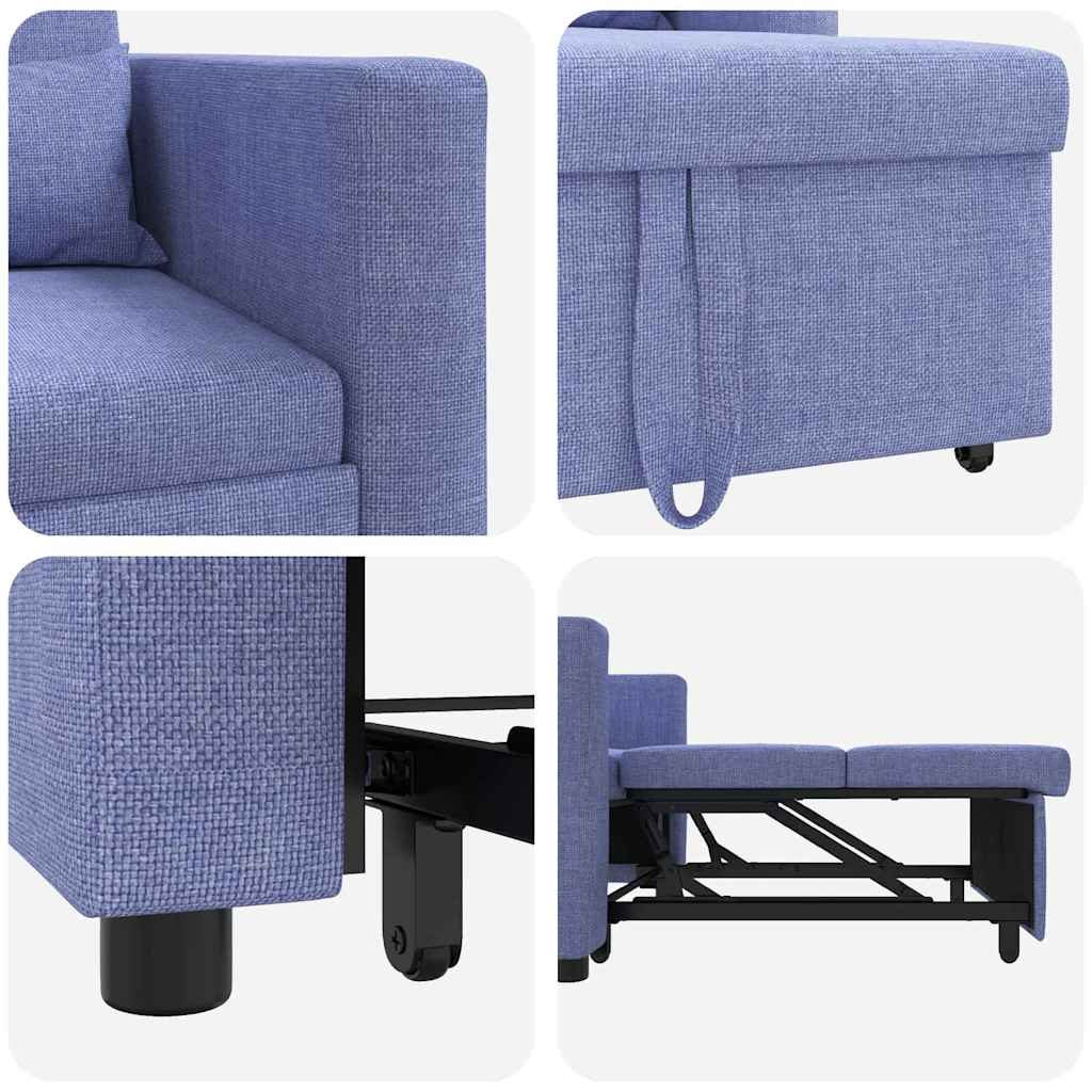 Sofá cama single com rodas Jeans Azul 90 x 165 x 87 cm tecido