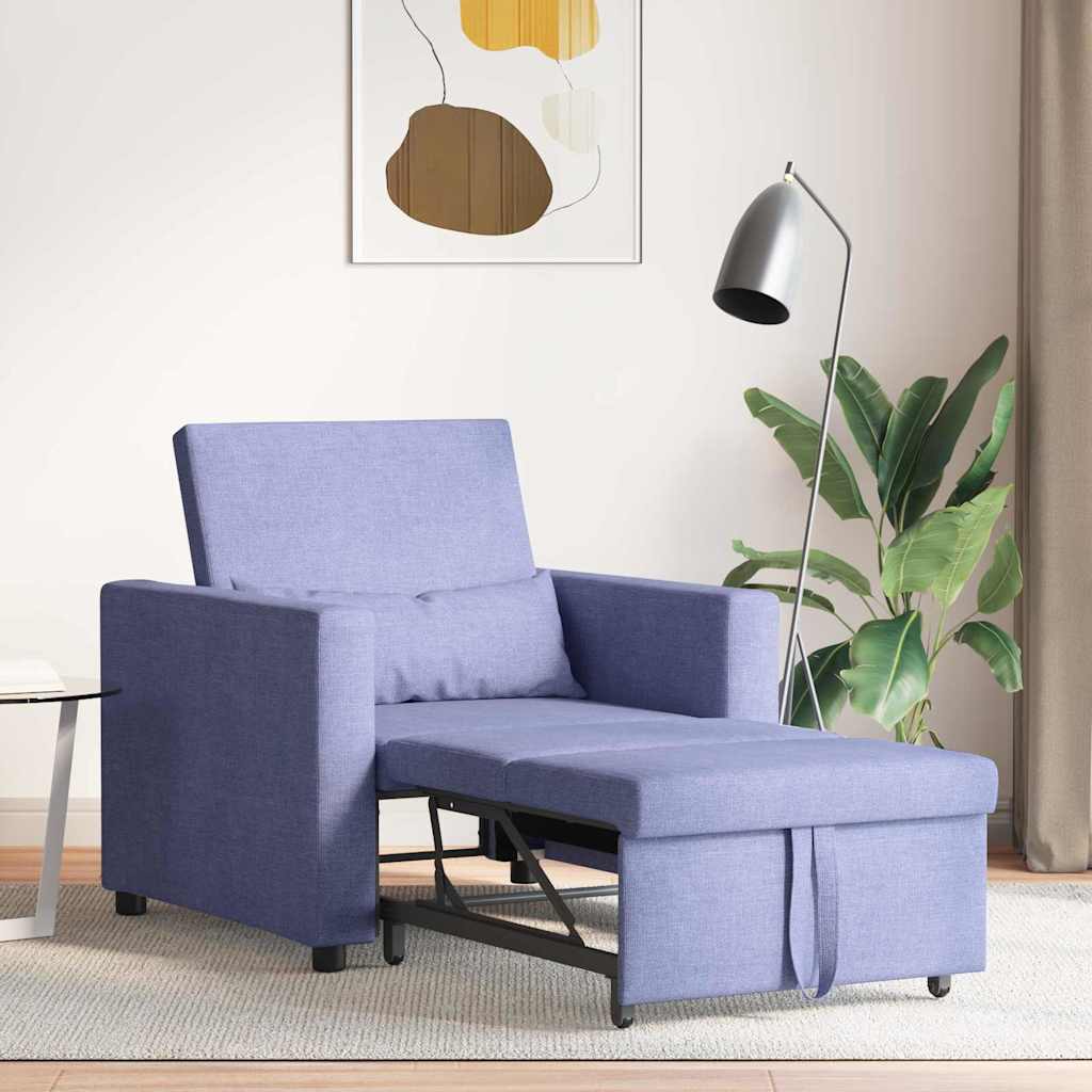 Sofá cama single com rodas Jeans Azul 90 x 165 x 87 cm tecido