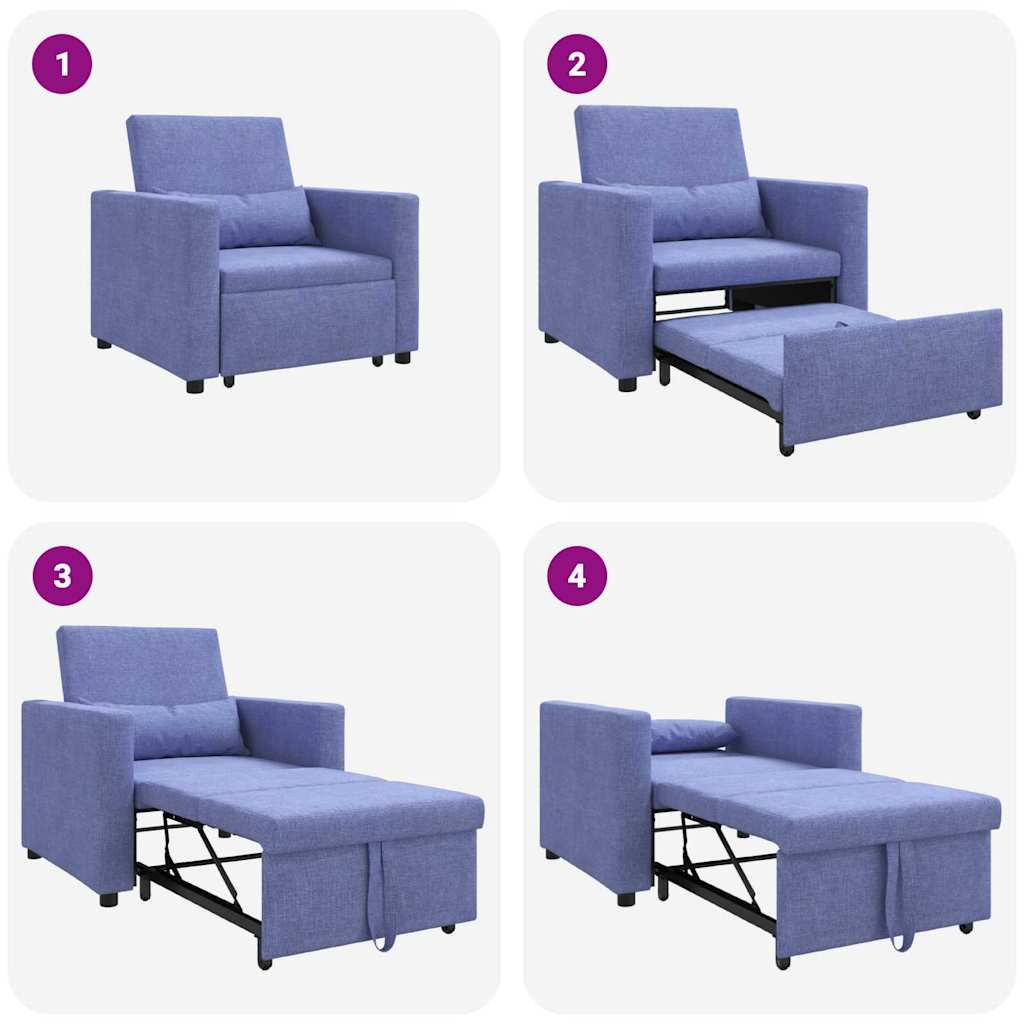 Sofá cama single com rodas Jeans Azul 90 x 165 x 87 cm tecido