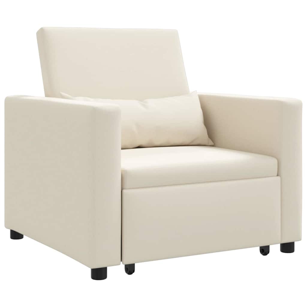 Sofá cama single com rodas Branco creme 90 x 165 x 87 cm tecido