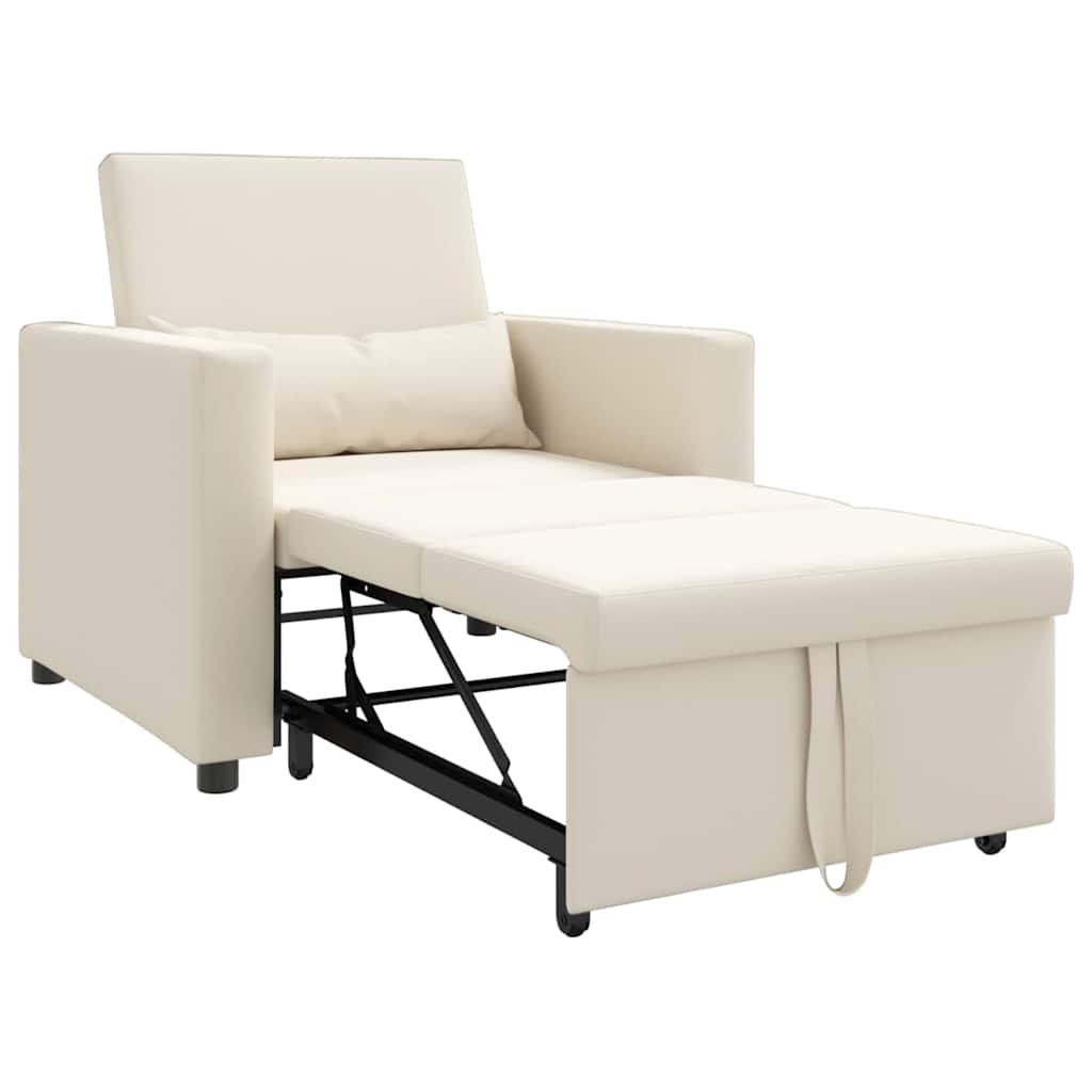 Sofá cama single com rodas Branco creme 90 x 165 x 87 cm tecido