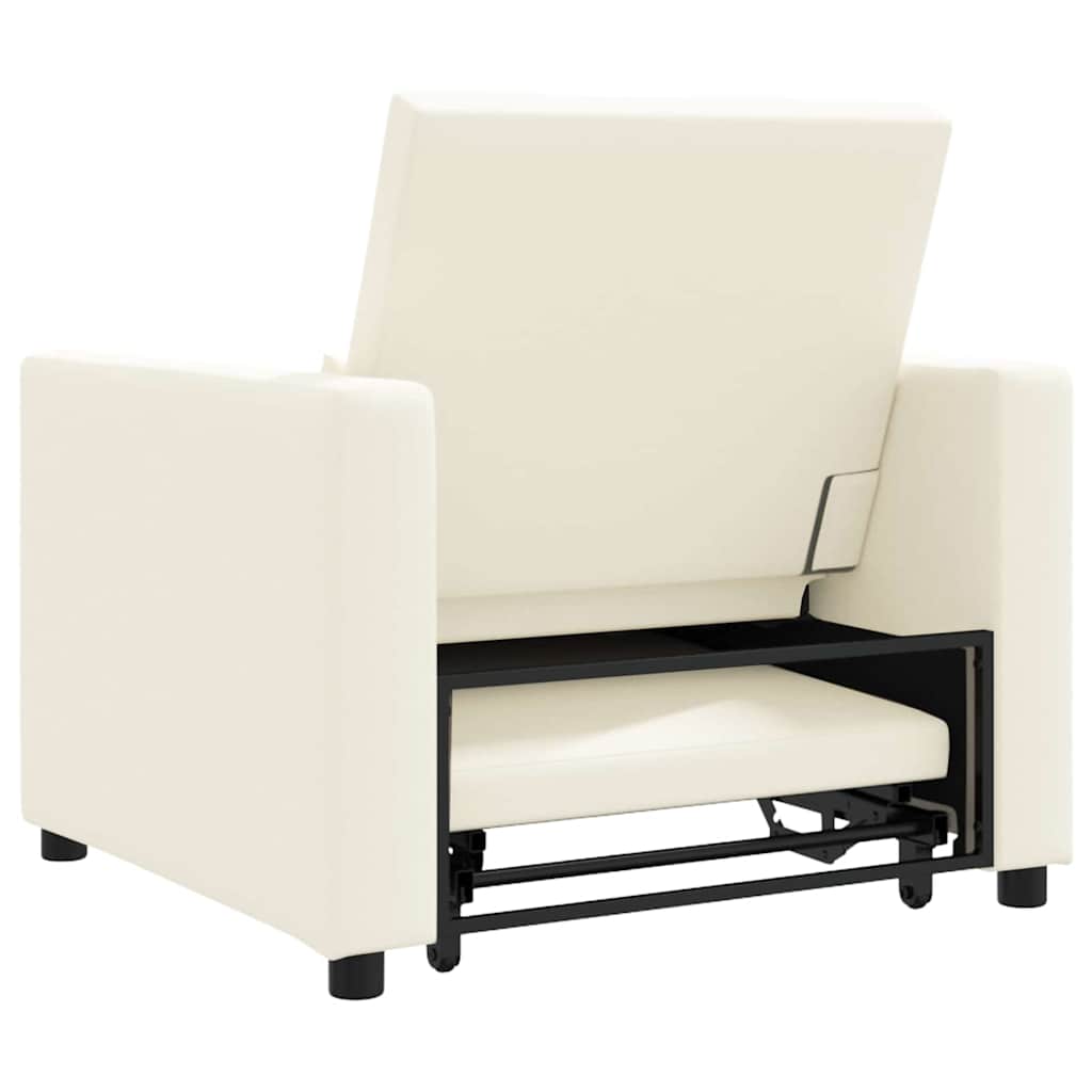 Sofá cama single com rodas Branco creme 90 x 165 x 87 cm tecido