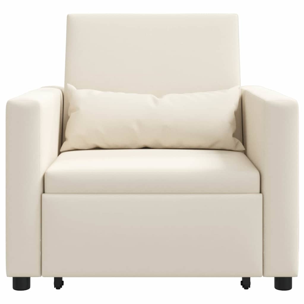Sofá cama single com rodas Branco creme 90 x 165 x 87 cm tecido