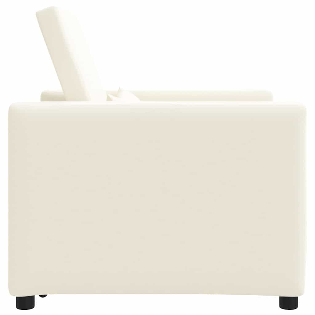 Sofá cama single com rodas Branco creme 90 x 165 x 87 cm tecido