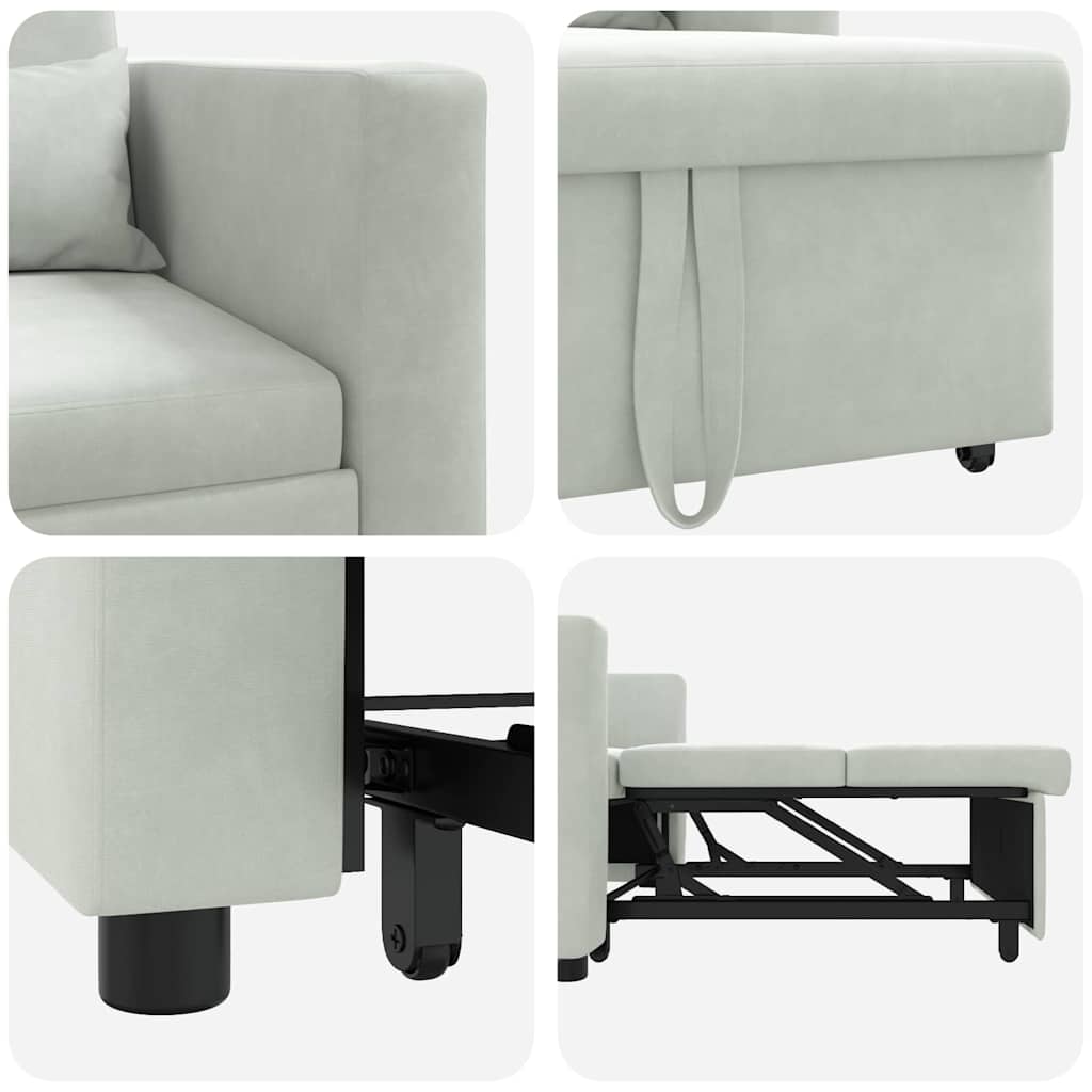 Sofá cama single Cinzento-claro 90 x 165 x 87 cm Veludo