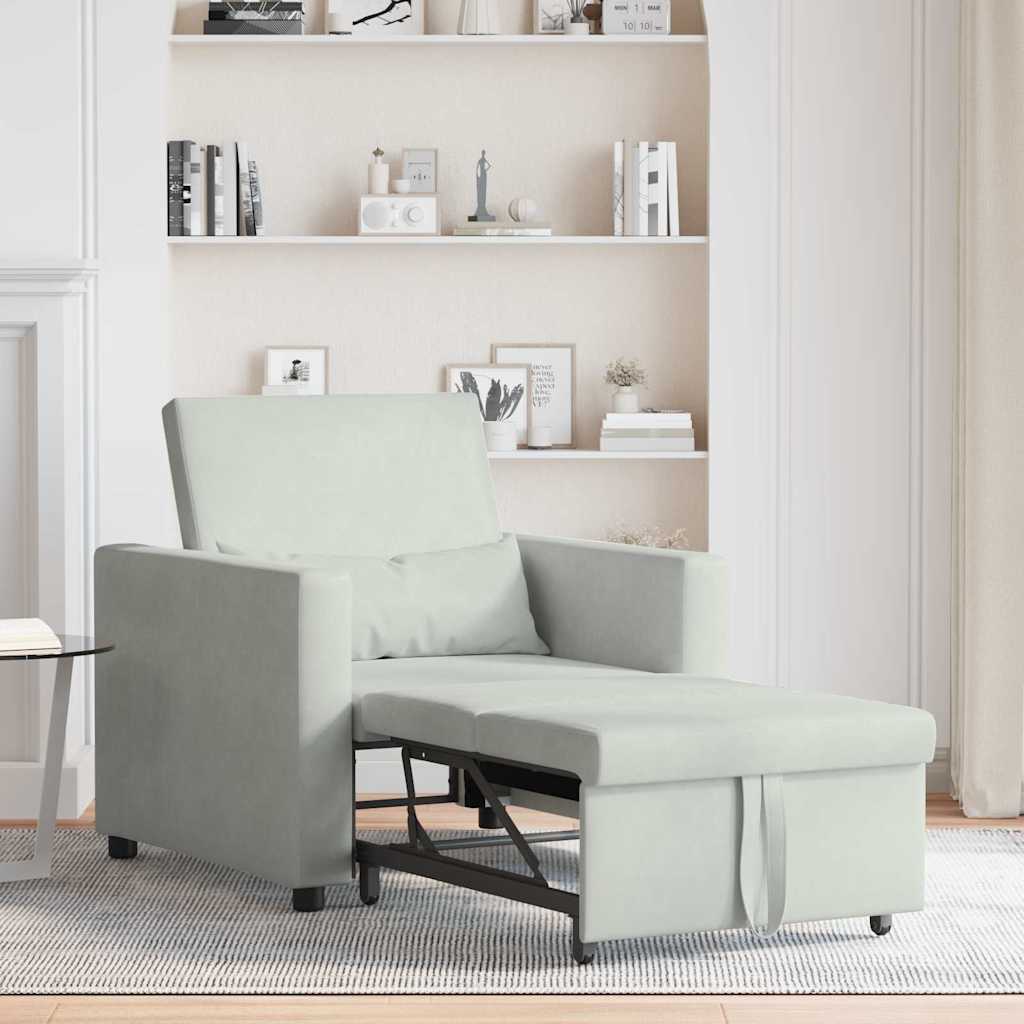 Sofá cama single Cinzento-claro 90 x 165 x 87 cm Veludo