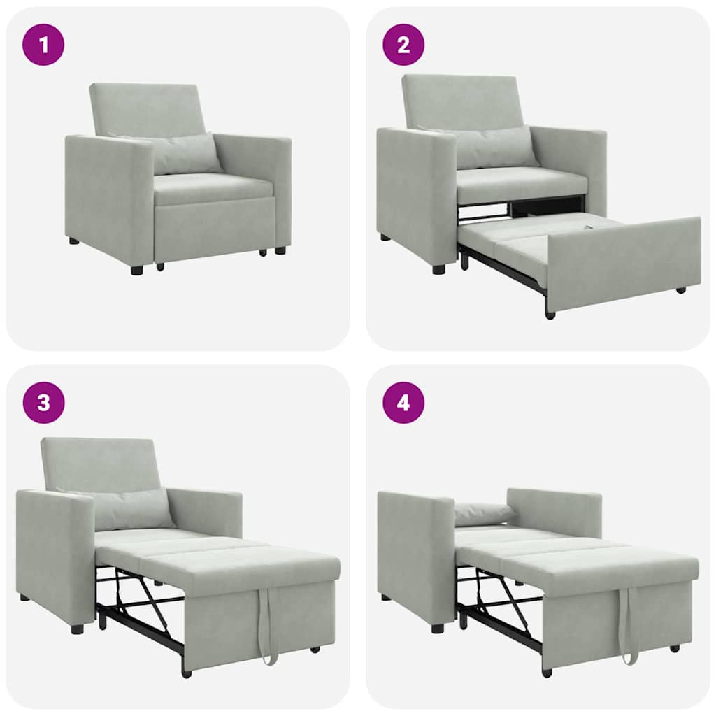 Sofá cama single Cinzento-claro 90 x 165 x 87 cm Veludo