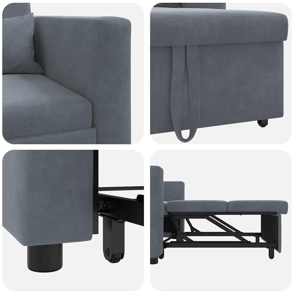 Sofá cama single Cinzento escuro 90 x 165 x 87 cm Veludo