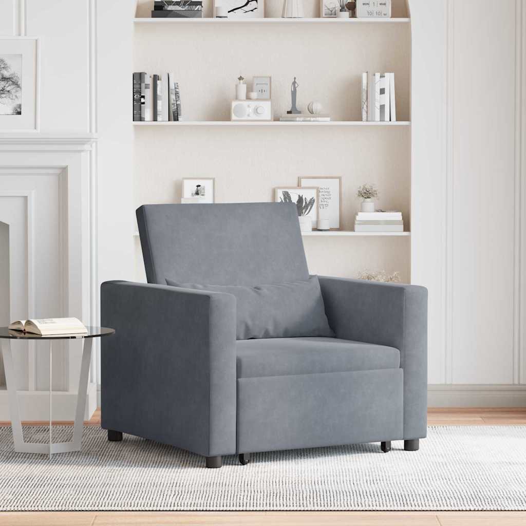 Sofá cama single Cinzento escuro 90 x 165 x 87 cm Veludo