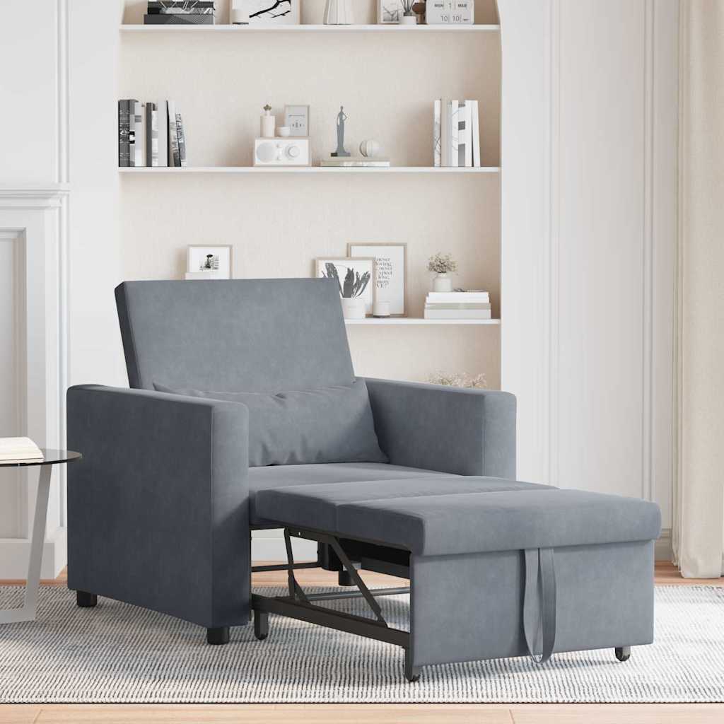 Sofá cama single Cinzento escuro 90 x 165 x 87 cm Veludo