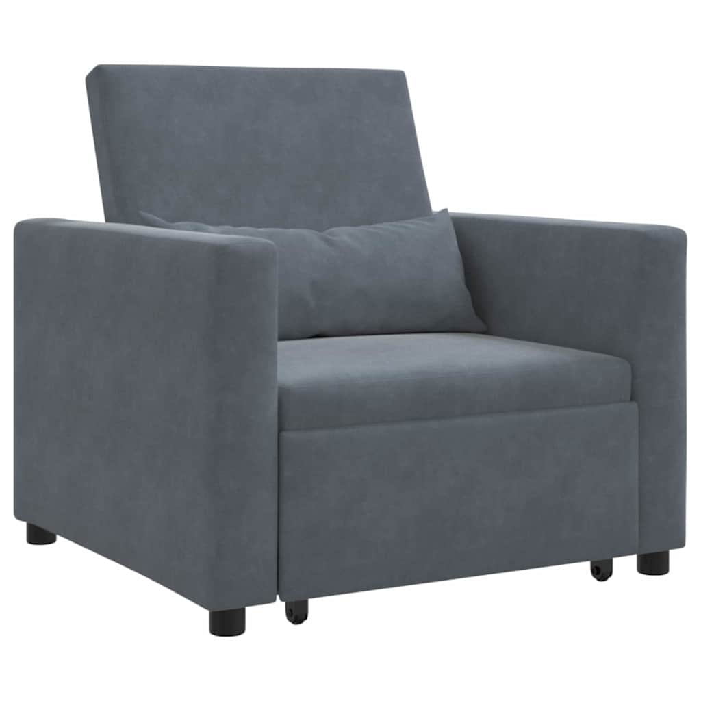 Sofá cama single Cinzento escuro 90 x 165 x 87 cm Veludo