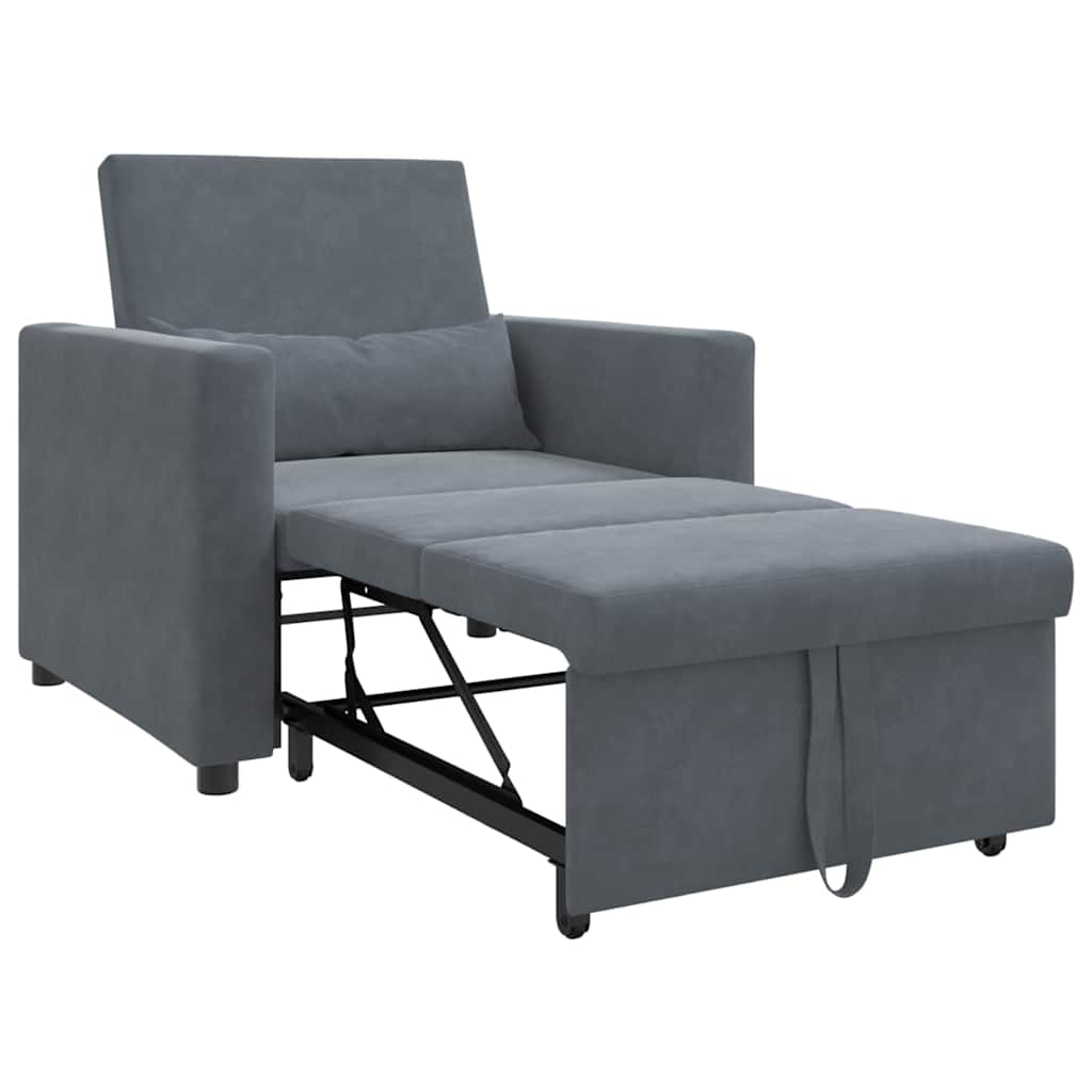 Sofá cama single Cinzento escuro 90 x 165 x 87 cm Veludo