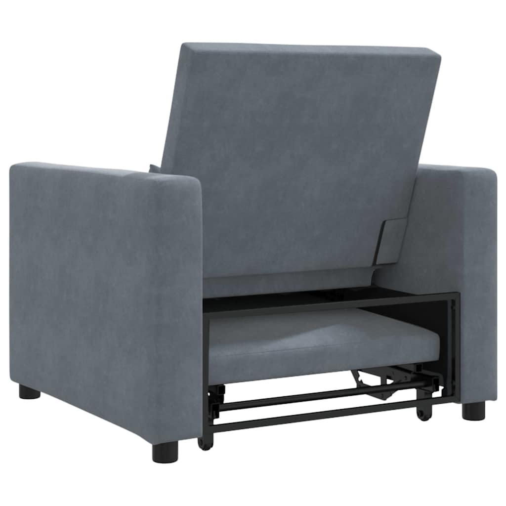 Sofá cama single Cinzento escuro 90 x 165 x 87 cm Veludo