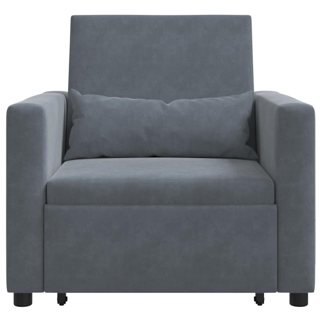 Sofá cama single Cinzento escuro 90 x 165 x 87 cm Veludo