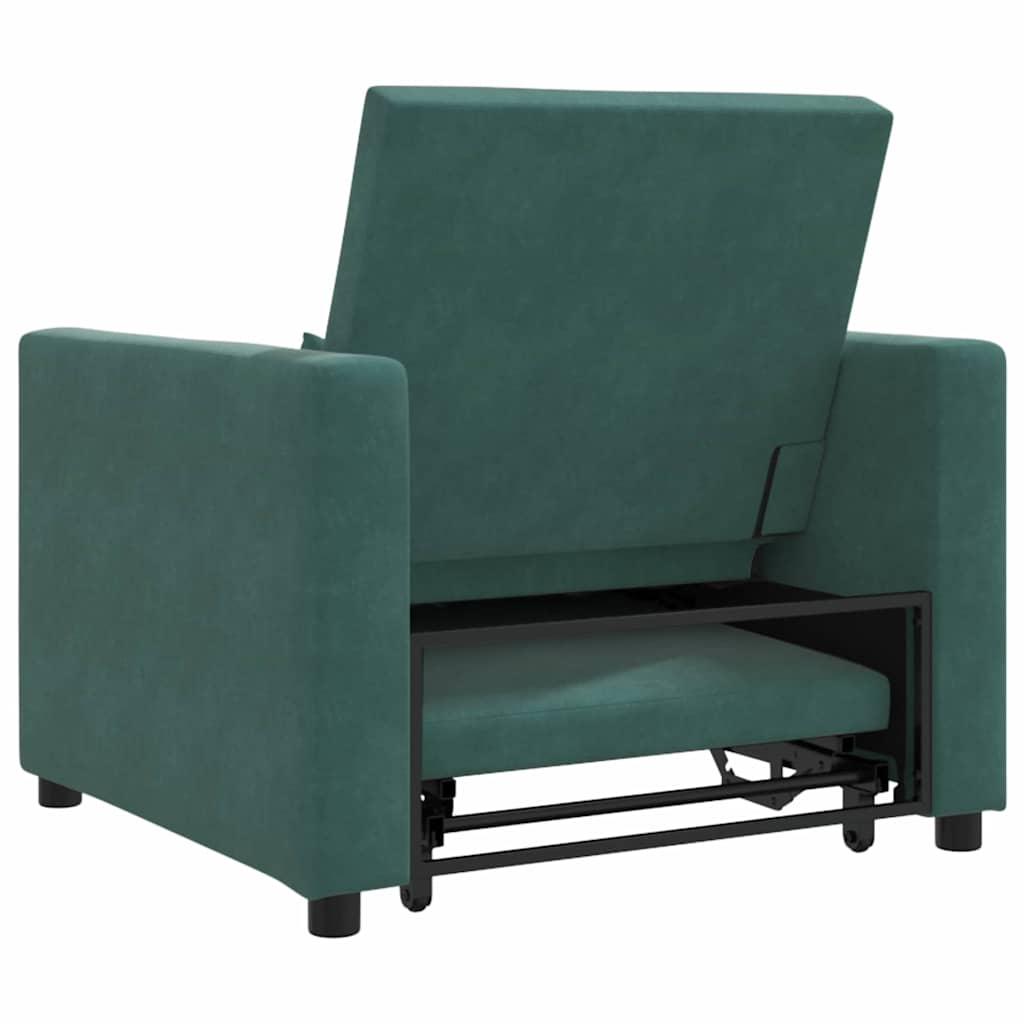 Sofá cama single com rodas Verde-escuro 90 x 165 x 87 cm Veludo