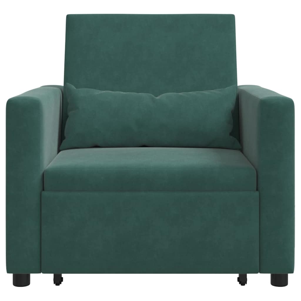 Sofá cama single com rodas Verde-escuro 90 x 165 x 87 cm Veludo