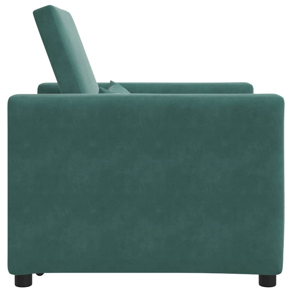 Sofá cama single com rodas Verde-escuro 90 x 165 x 87 cm Veludo