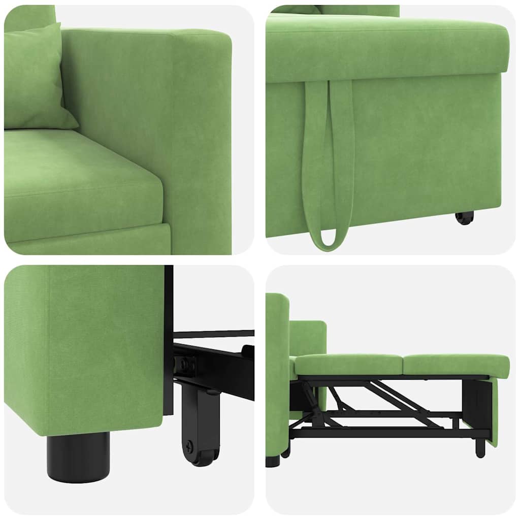 Sofá cama single com rodas Verde claro 90 x 165 x 87 cm Veludo