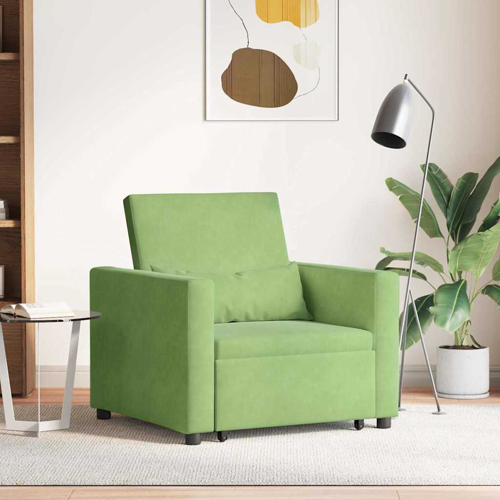 Sofá cama single com rodas Verde claro 90 x 165 x 87 cm Veludo