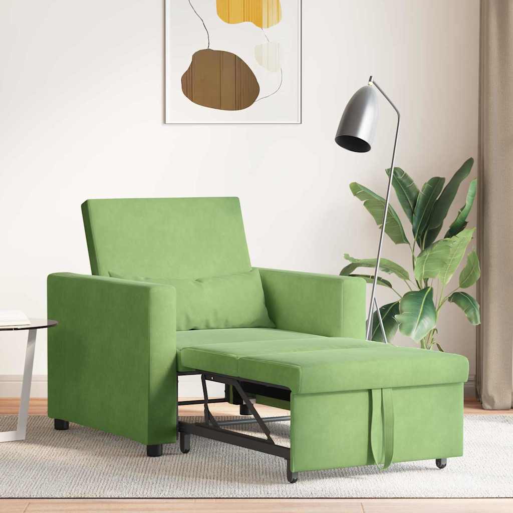 Sofá cama single com rodas Verde claro 90 x 165 x 87 cm Veludo