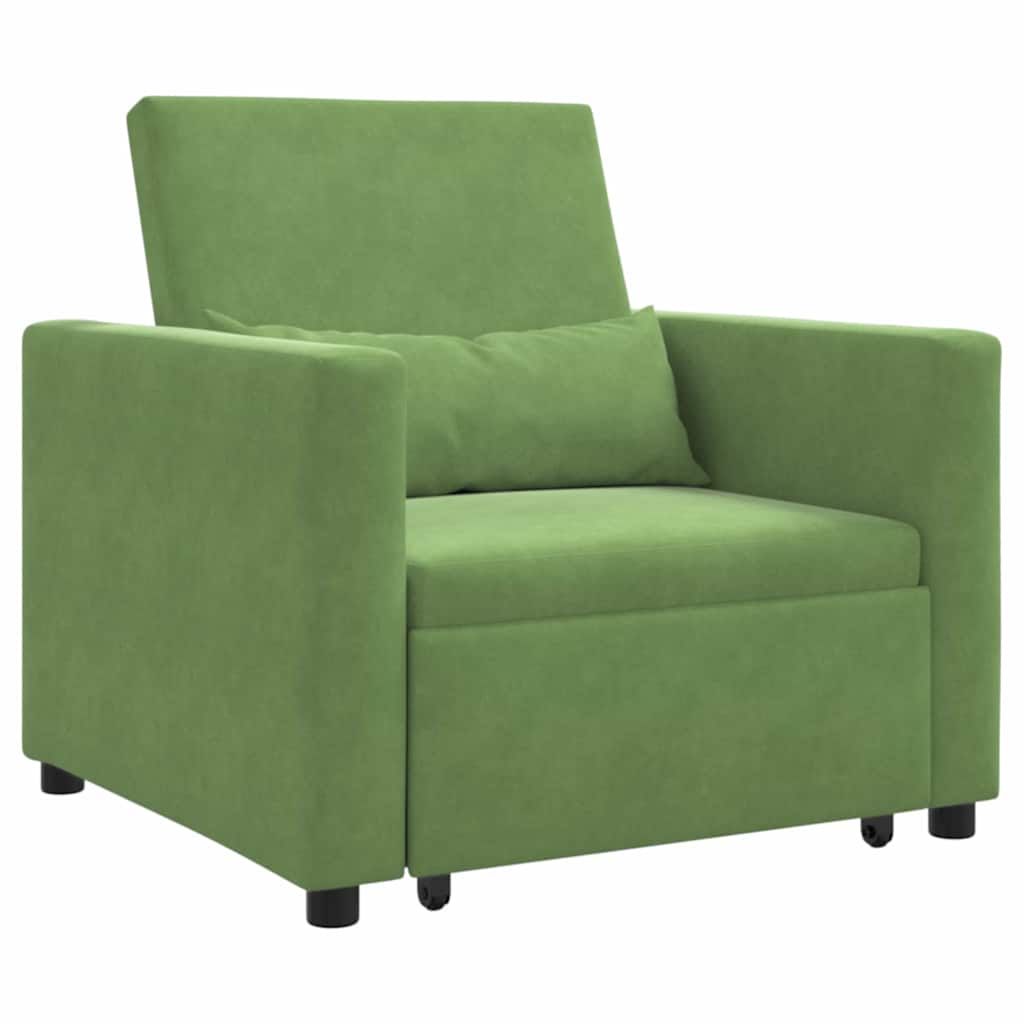 Sofá cama single com rodas Verde claro 90 x 165 x 87 cm Veludo