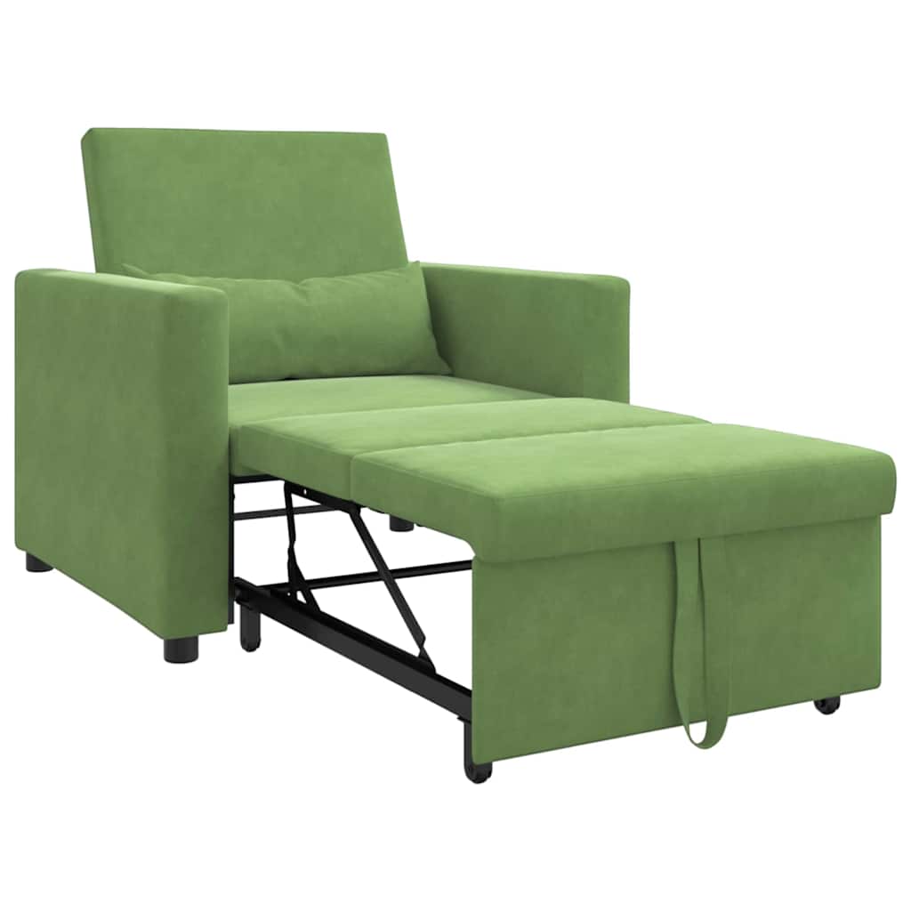 Sofá cama single com rodas Verde claro 90 x 165 x 87 cm Veludo