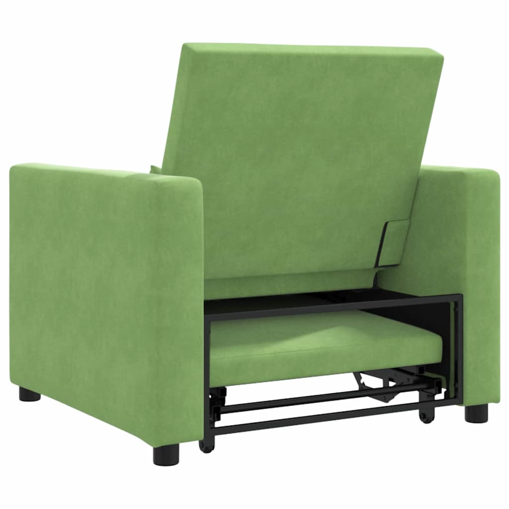 Sofá cama single com rodas Verde claro 90 x 165 x 87 cm Veludo