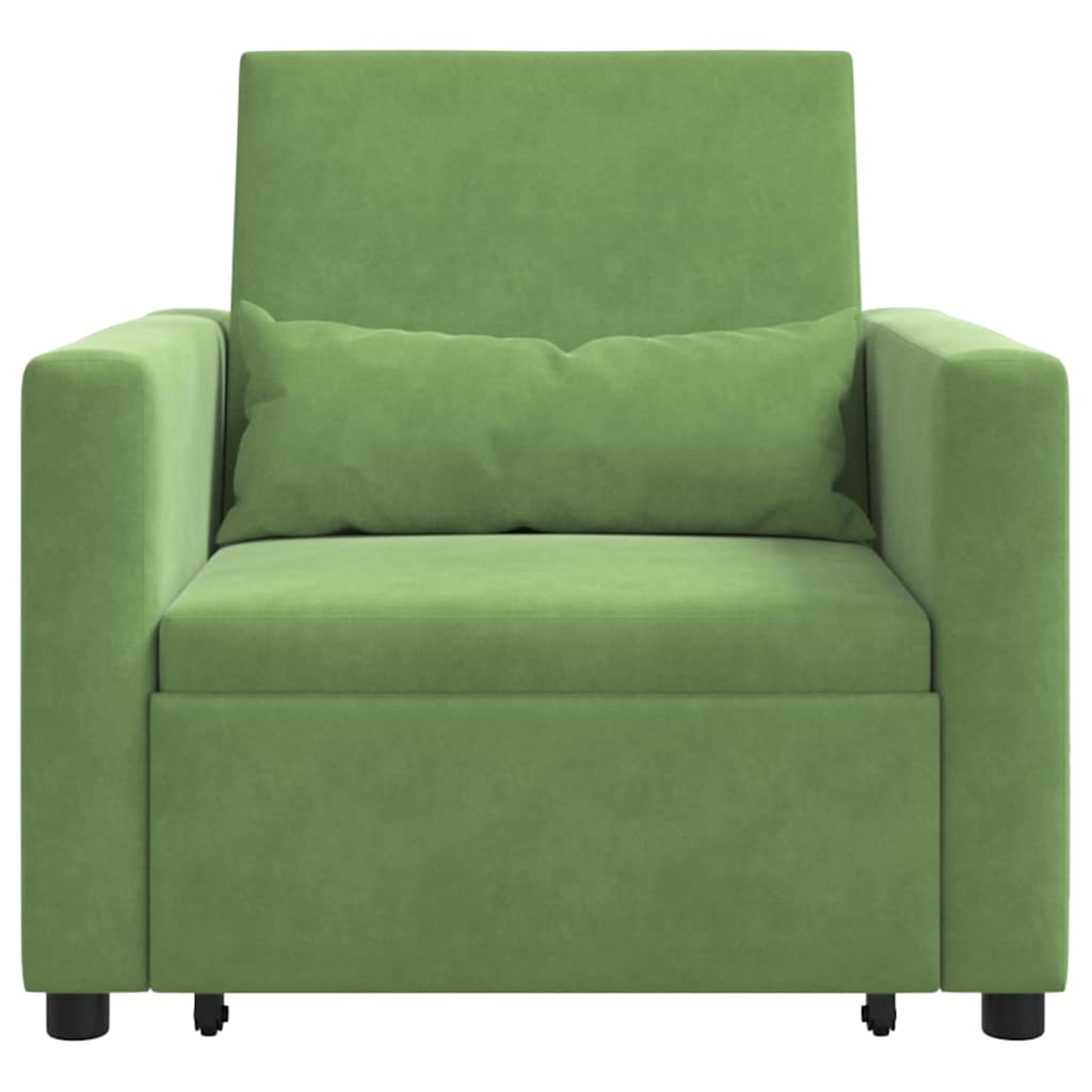 Sofá cama single com rodas Verde claro 90 x 165 x 87 cm Veludo