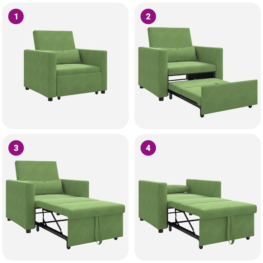 Sofá cama single com rodas Verde claro 90 x 165 x 87 cm Veludo