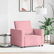 Sofá cama single com rodas rosa claro 90 x 165 x 87 cm Veludo